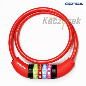 Zabezpieczenie antykradzieżowe Gerda 536 - zapięcie rowerowe szyfrowe pętla BABY GERDA COMBO FLEX 650/8C - czerwone